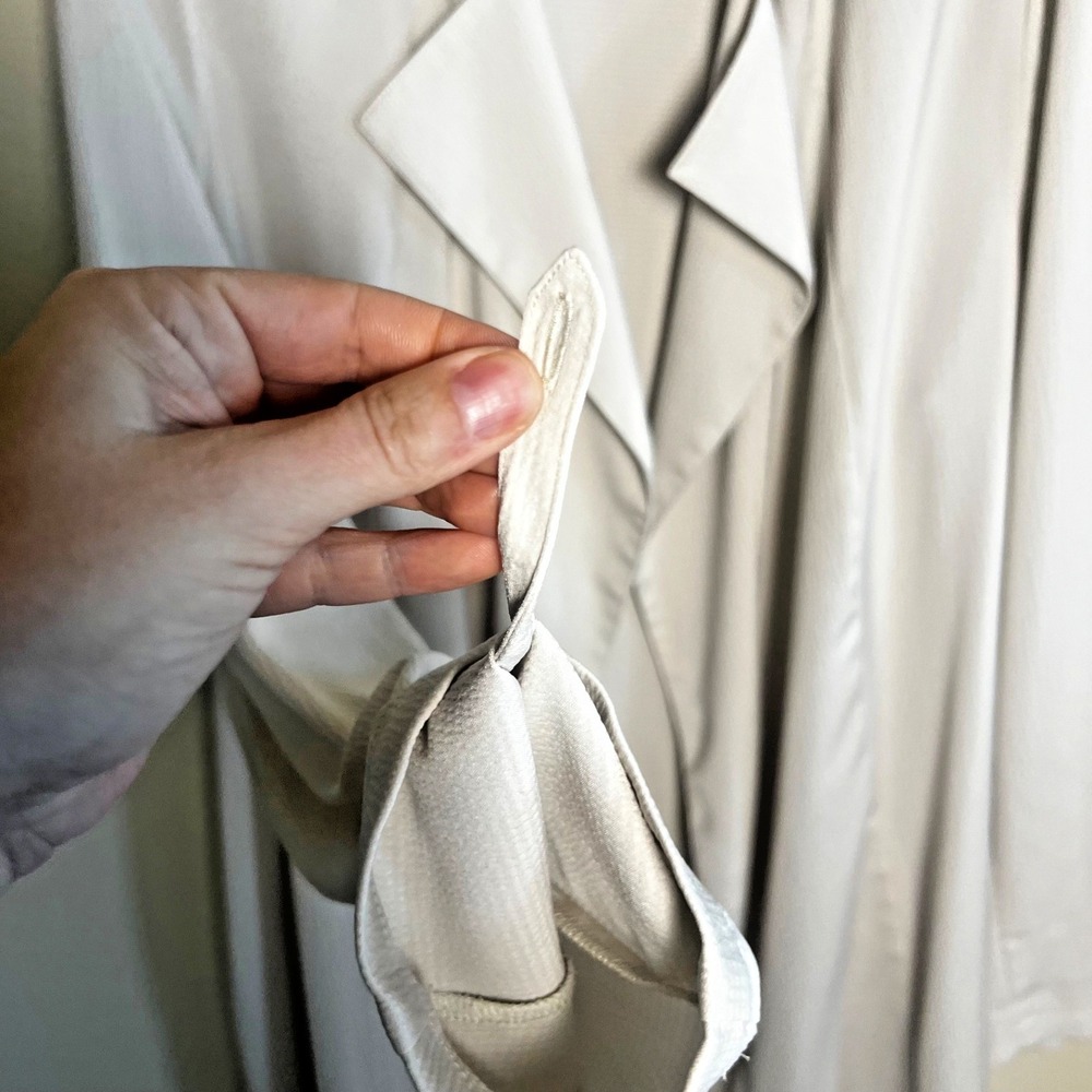 J. Jill Wearever Collection Drape-front Trench Jacket Size L Oatmeal Easy Care - Picture 4 of 9